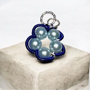 MINI blue gray and silver Pearl Pendant Necklace